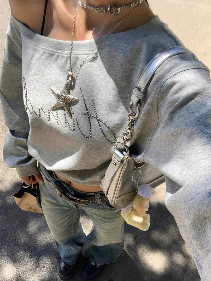 Mist Gray Off-Shoulder Top TK0045