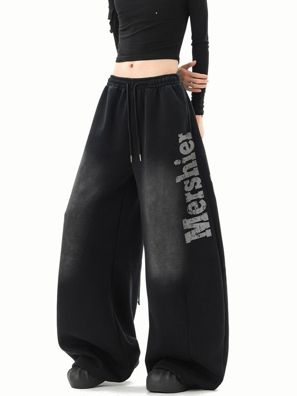 Black Gradient Curved Sweatpants TK0288