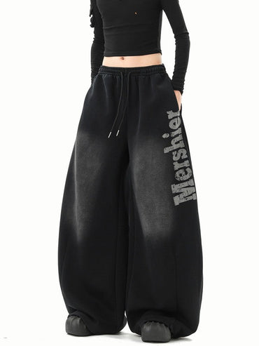Black Gradient Curved Sweatpants TK0288