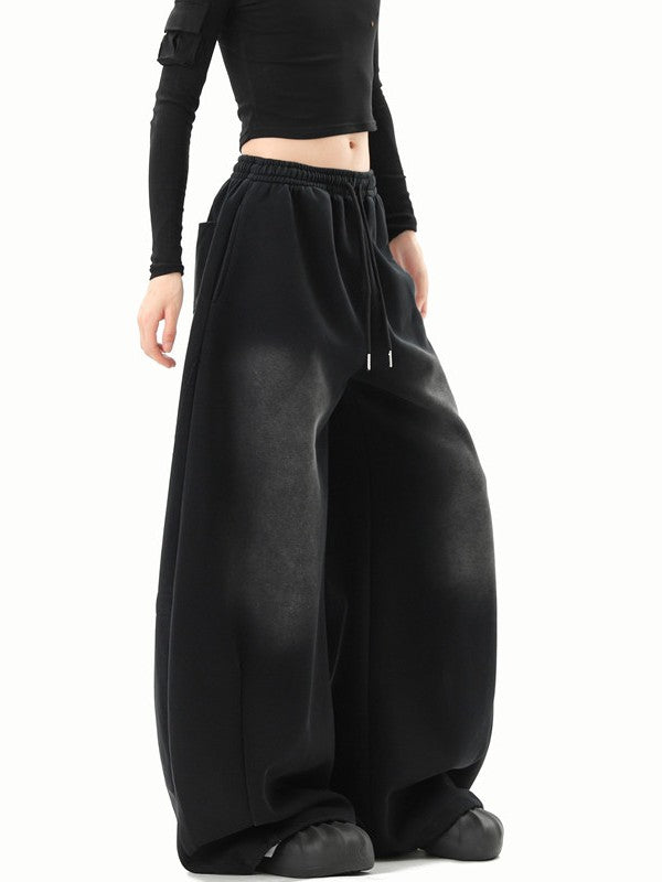 Black Gradient Curved Sweatpants TK0288