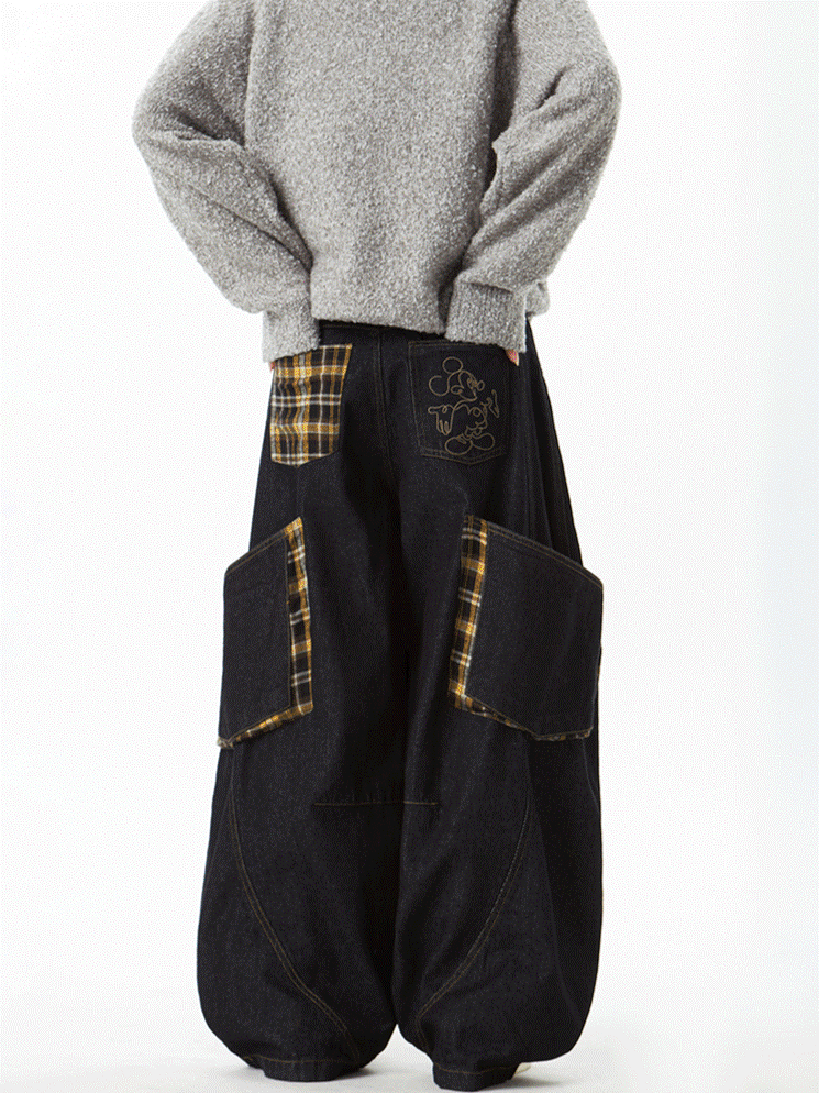 "Big Pocket" Checkered Panel Pants TK0307