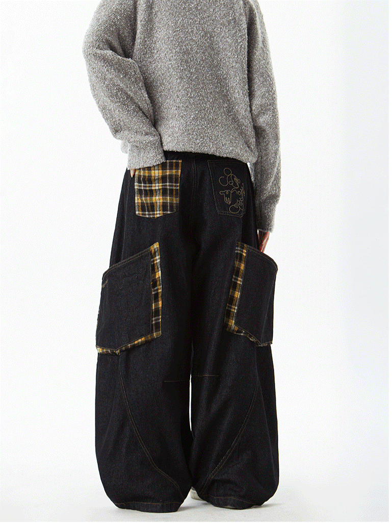 "Big Pocket" Checkered Panel Pants TK0307