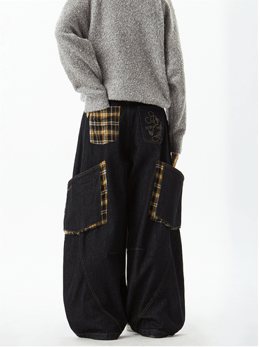 "Big Pocket" Checkered Panel Pants TK0307
