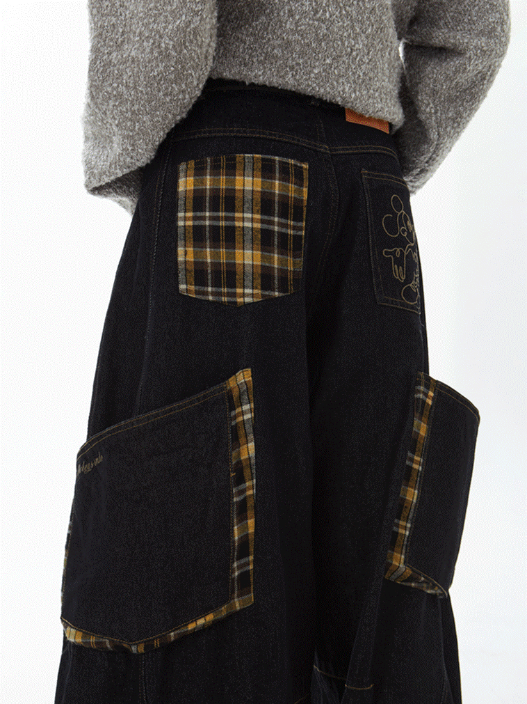 "Big Pocket" Checkered Panel Pants TK0307