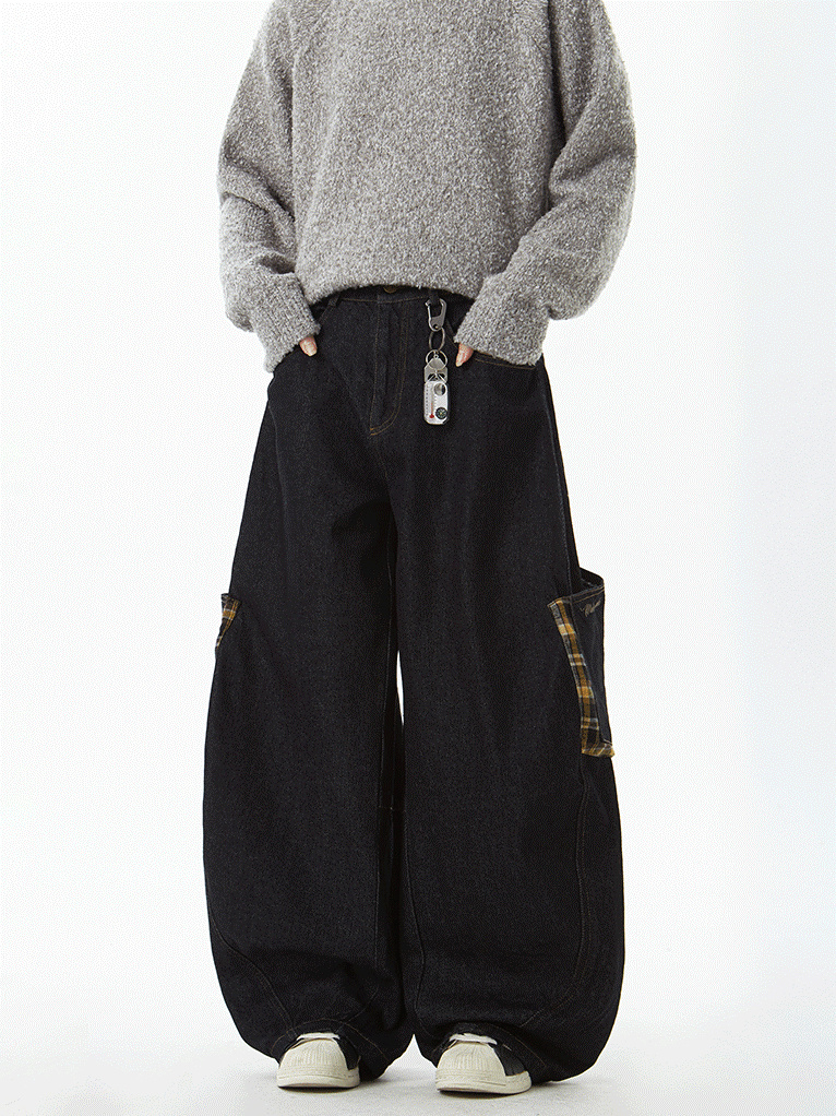 "Big Pocket" Checkered Panel Pants TK0307