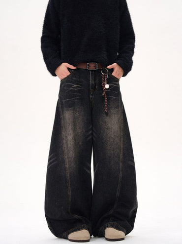 Barrel Leg Curved Denim Pants TK0336