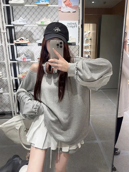 Oversized Off-Shoulder Sweatshirt TK0337