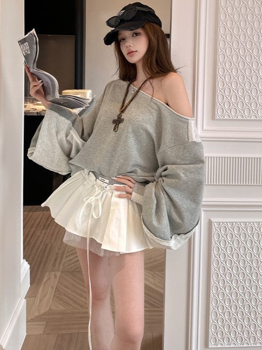 Oversized Off-Shoulder Sweatshirt TK0337