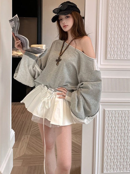 Oversized Off-Shoulder Sweatshirt TK0337