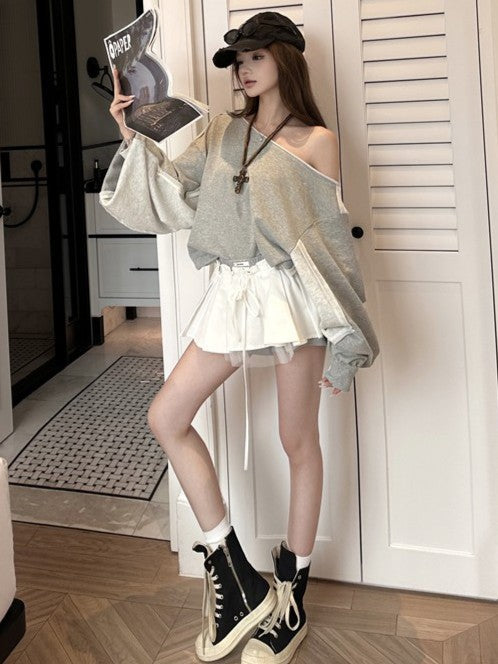 Oversized Off-Shoulder Sweatshirt TK0337