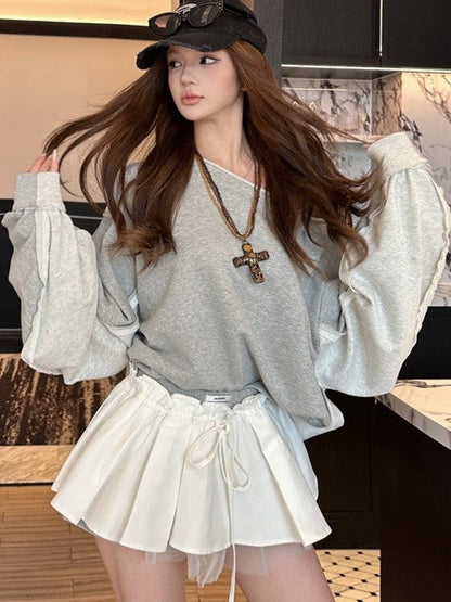 Oversized Off-Shoulder Sweatshirt TK0337