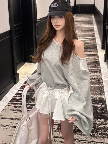 Oversized Off-Shoulder Sweatshirt TK0337