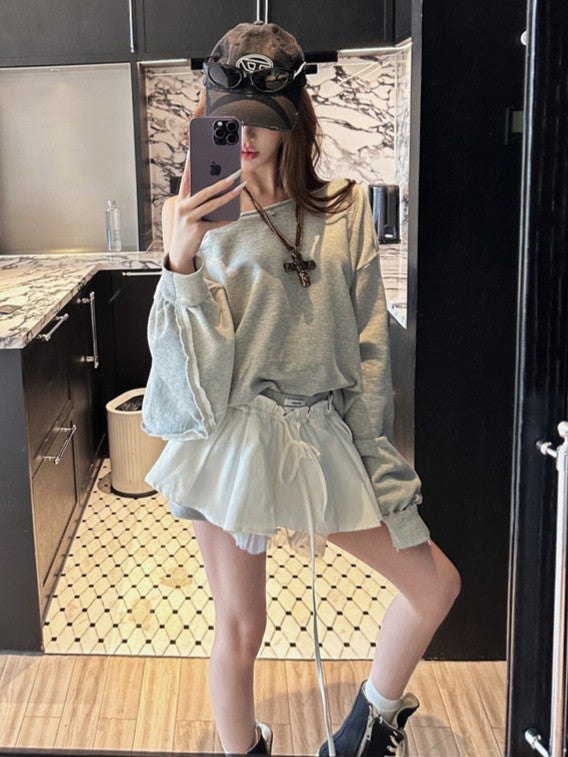 Oversized Off-Shoulder Sweatshirt TK0337