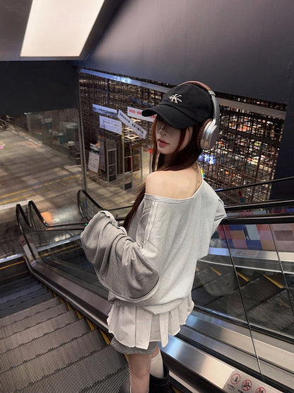 Oversized Off-Shoulder Sweatshirt TK0337