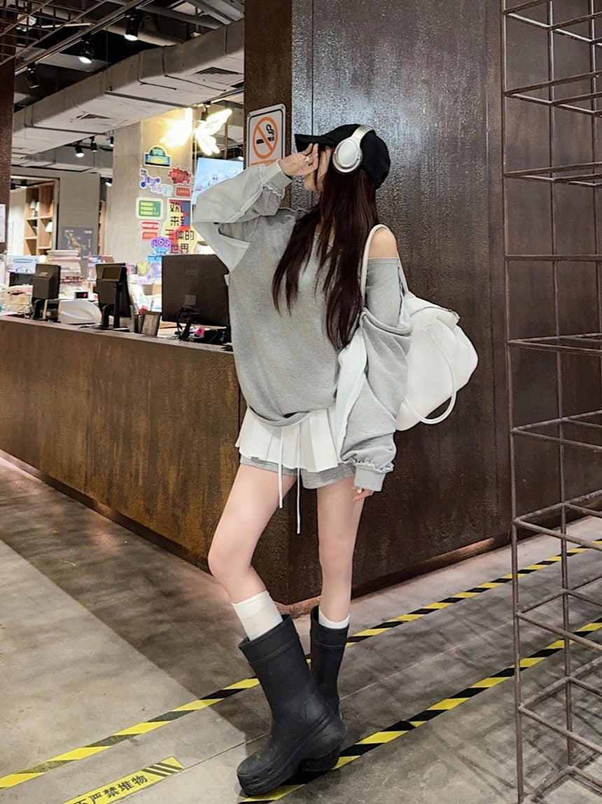 Oversized Off-Shoulder Sweatshirt TK0337