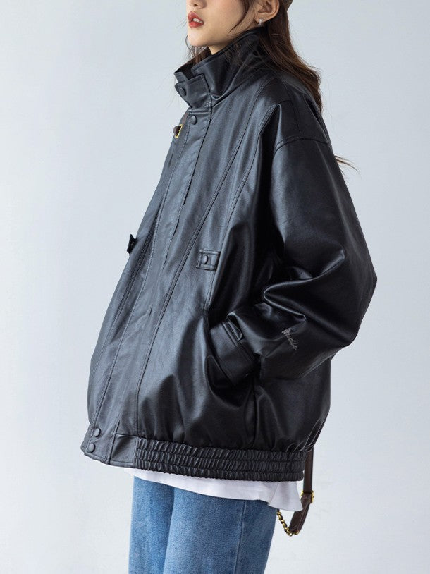 「nuna_iris」Vintage PU Leather Blouson TK0342