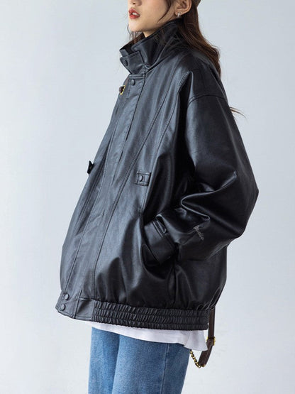 「nuna_iris」Vintage PU Leather Blouson TK0342