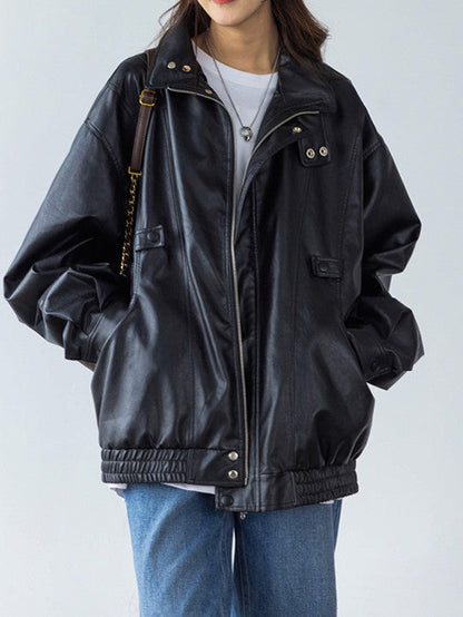 「nuna_iris」Vintage PU Leather Blouson TK0342