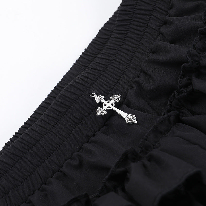 Tiered frill gothic skirt mini skirt TK0356