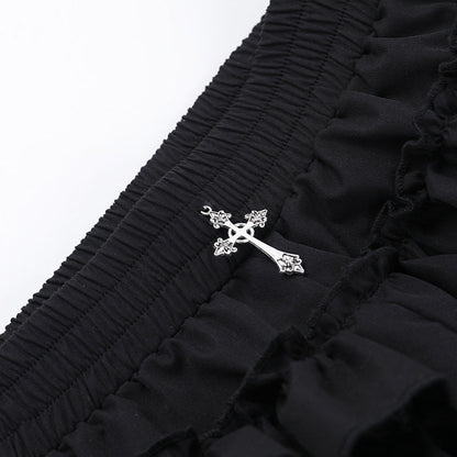 Tiered frill gothic skirt mini skirt TK0356
