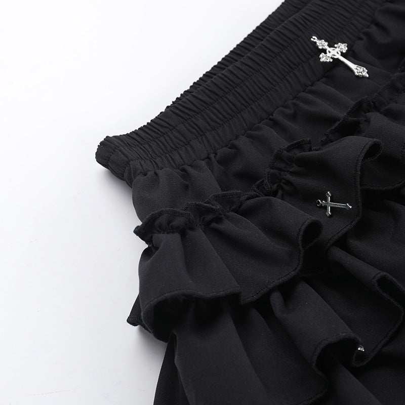 Tiered frill gothic skirt mini skirt TK0356