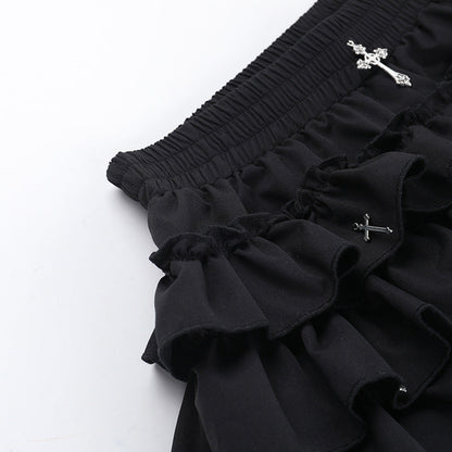Tiered frill gothic skirt mini skirt TK0356