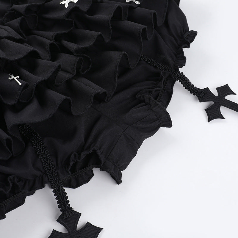 Tiered frill gothic skirt mini skirt TK0356