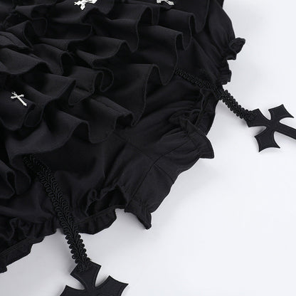 Tiered frill gothic skirt mini skirt TK0356