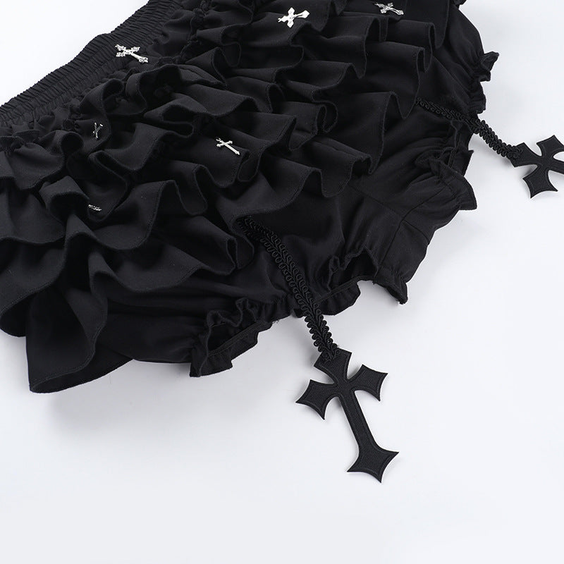 Tiered frill gothic skirt mini skirt TK0356