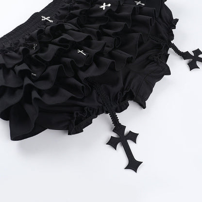 Tiered frill gothic skirt mini skirt TK0356