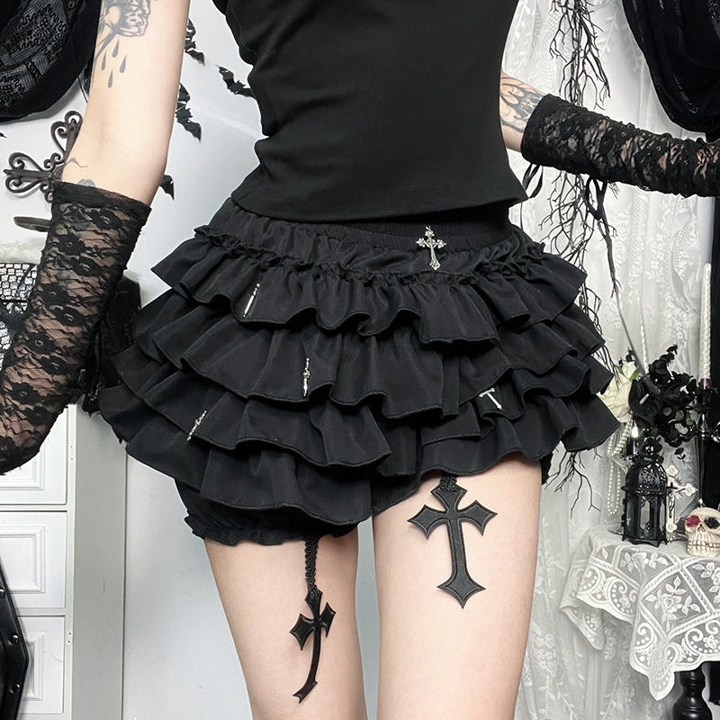 Tiered frill gothic skirt mini skirt TK0356