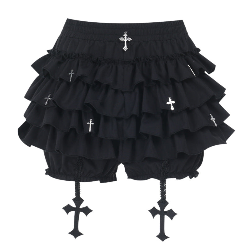 Tiered frill gothic skirt mini skirt TK0356