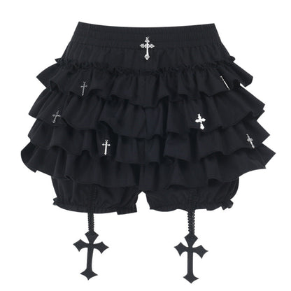 Tiered frill gothic skirt mini skirt TK0356