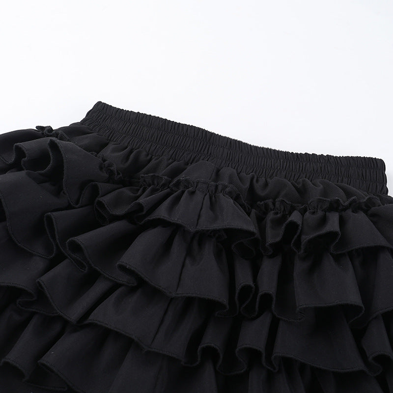 Tiered frill gothic skirt mini skirt TK0356