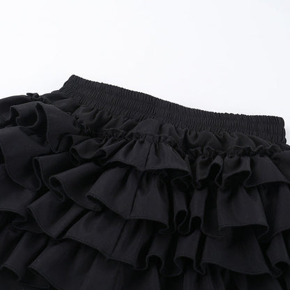Tiered frill gothic skirt mini skirt TK0356