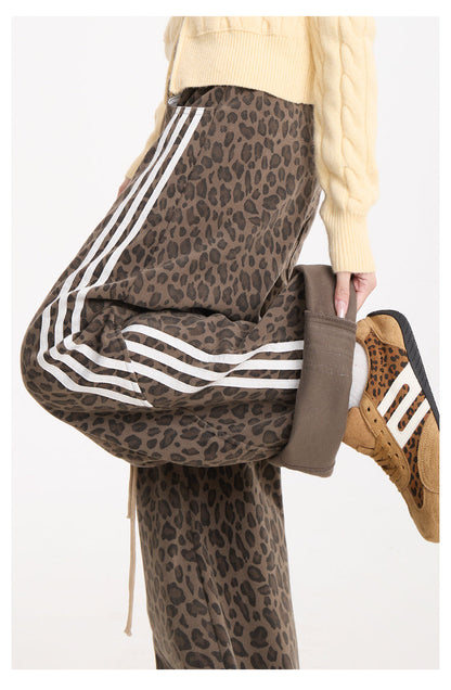 Leopard print striped easy pants TK0365