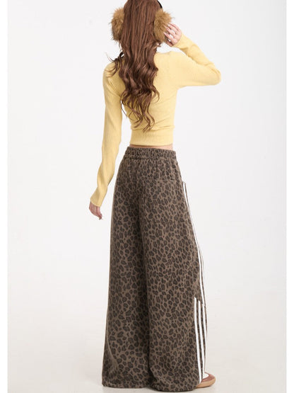 Leopard print striped easy pants TK0365