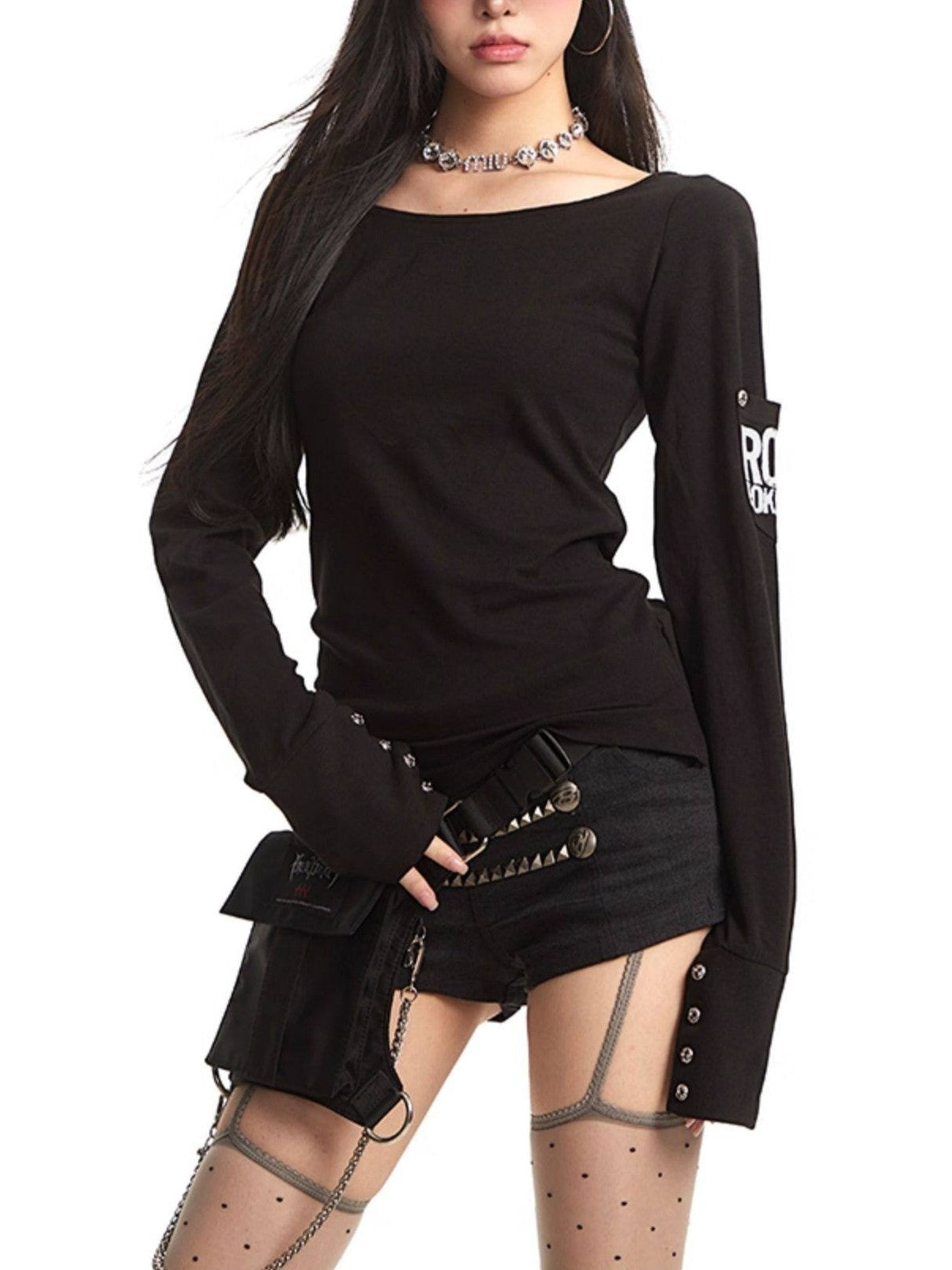「__u3xy」 Reversible Street Logo Print Long-Sleeve T-Shirt TK0376