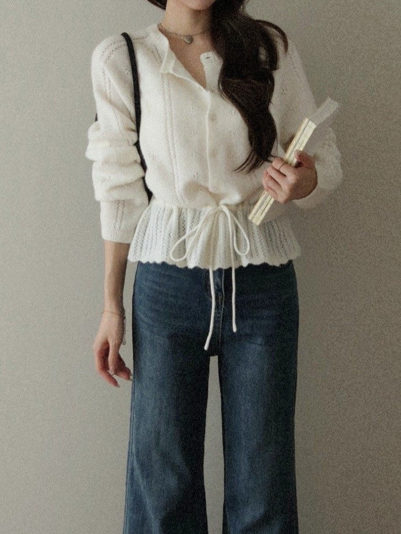 Soft knit lace-up top TK0378