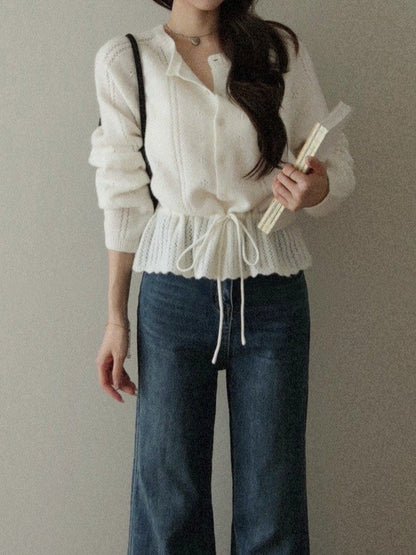 Soft knit lace-up top TK0378