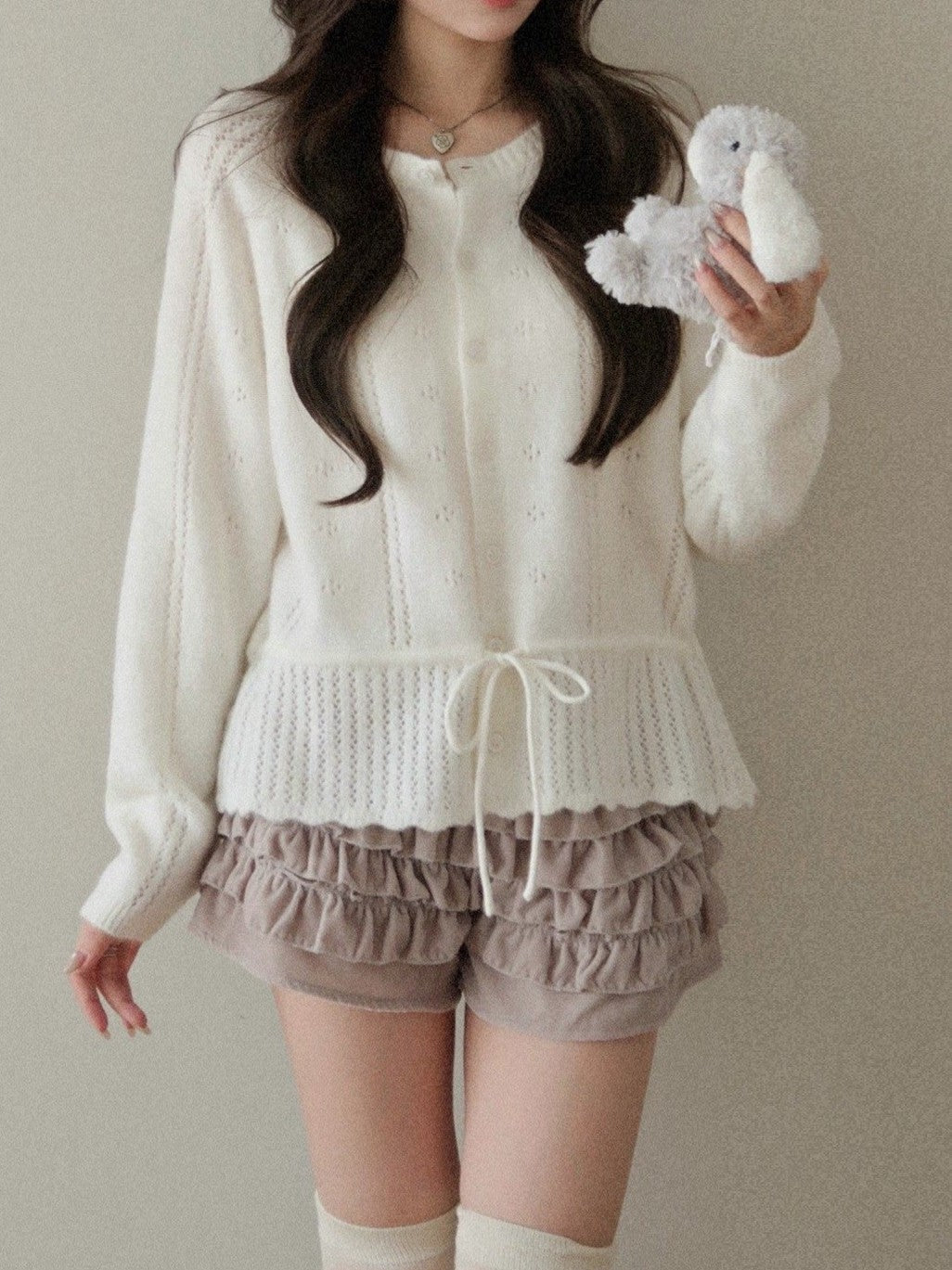 Soft knit lace-up top TK0378