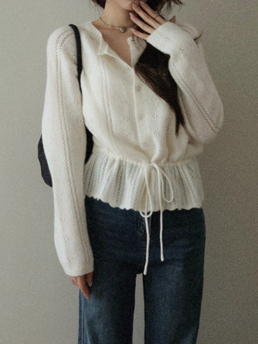 Soft knit lace-up top TK0378