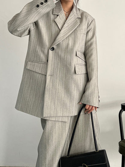 Vintage-style gray striped jacket TK0386