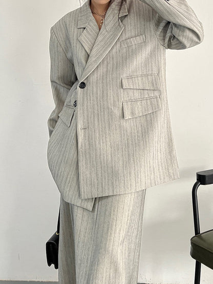 Vintage-style gray striped jacket TK0386