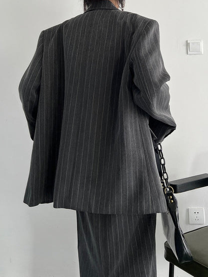 Vintage-style gray striped jacket TK0386