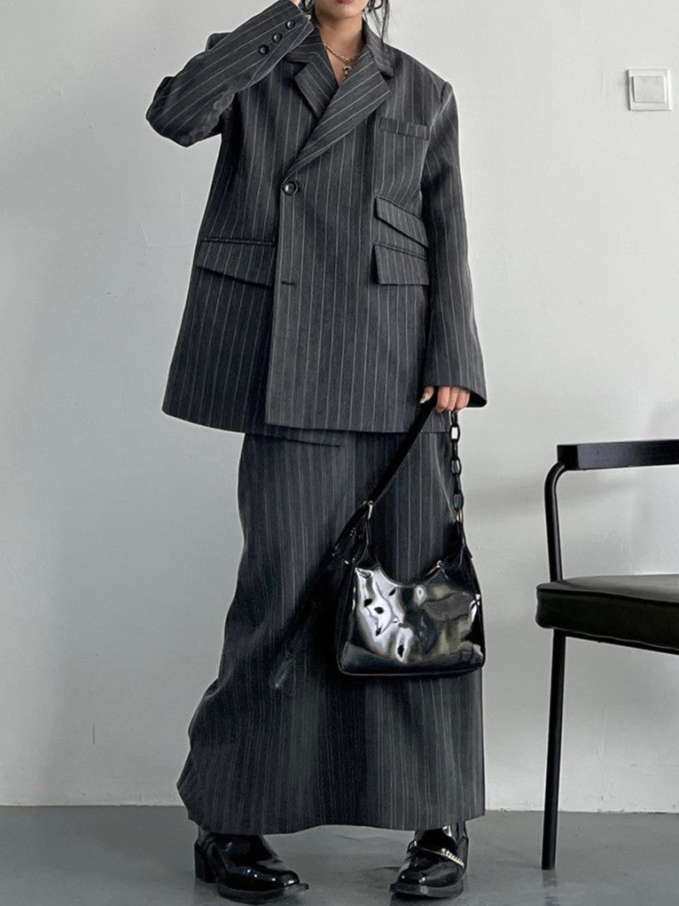 Vintage-style gray striped jacket TK0386