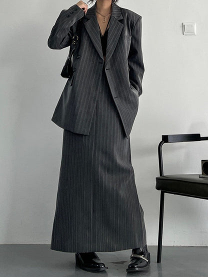 Vintage-style gray striped jacket TK0386