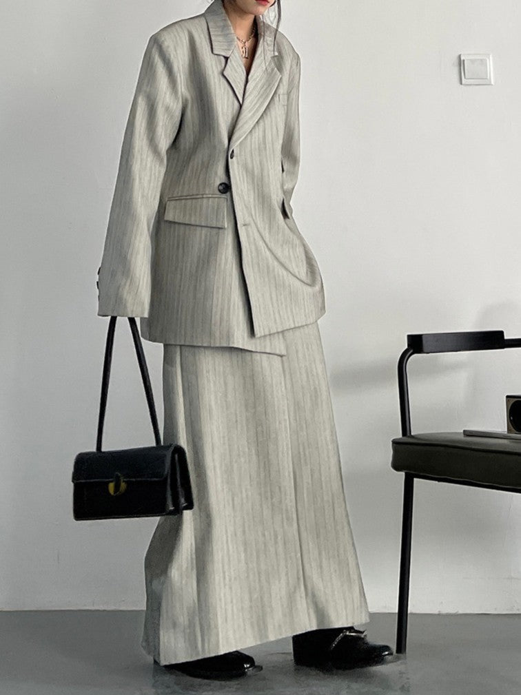 Vintage-style gray striped jacket TK0386
