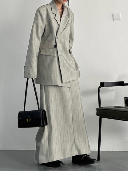 Vintage-style gray striped jacket TK0386