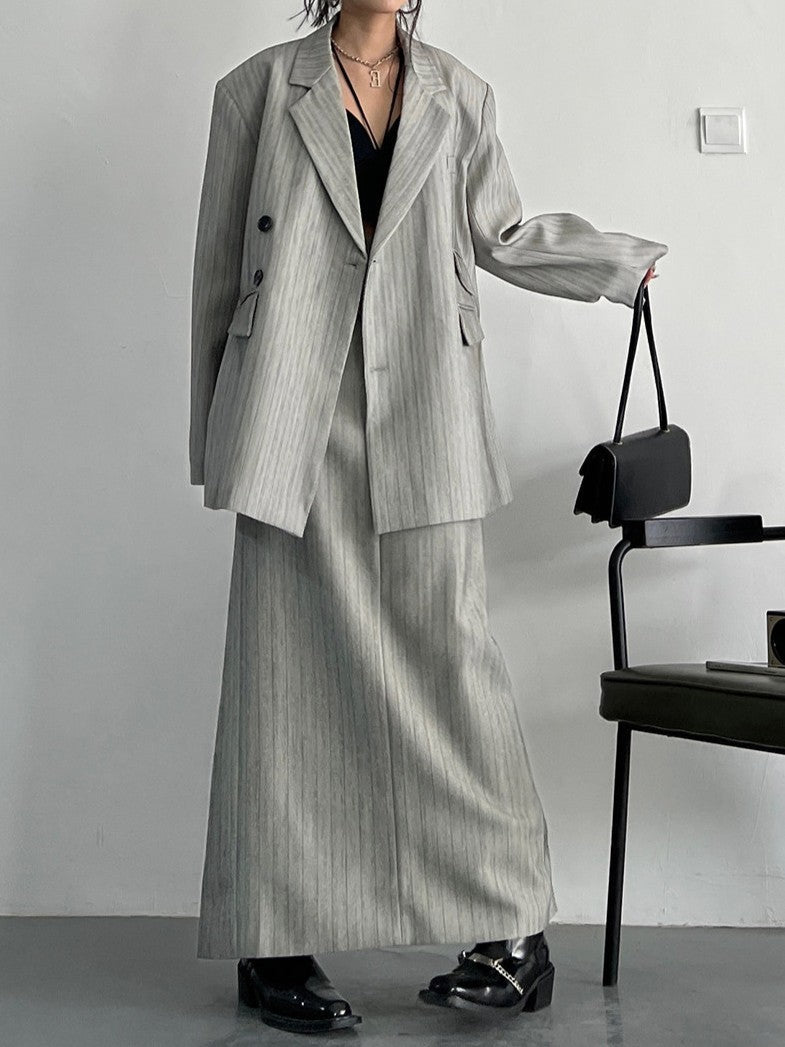 Vintage-style gray striped jacket TK0386